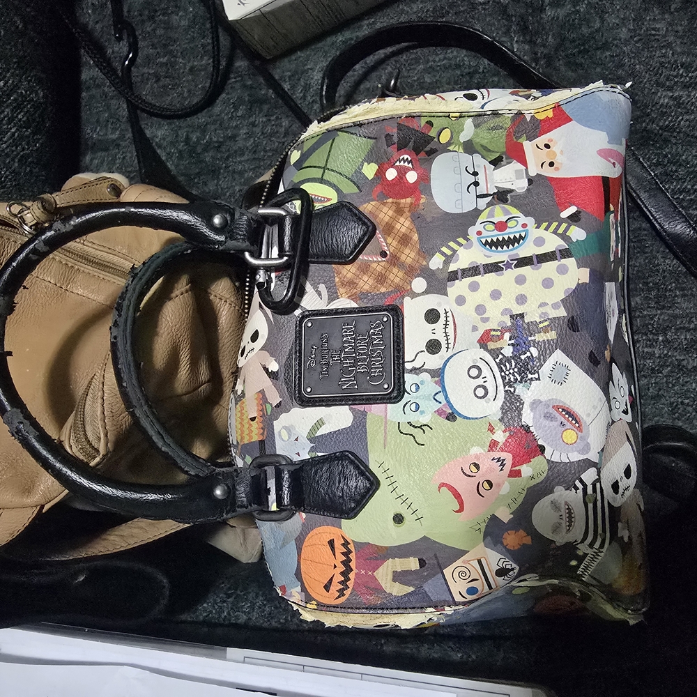Vintage Colorful Character Print Handbag